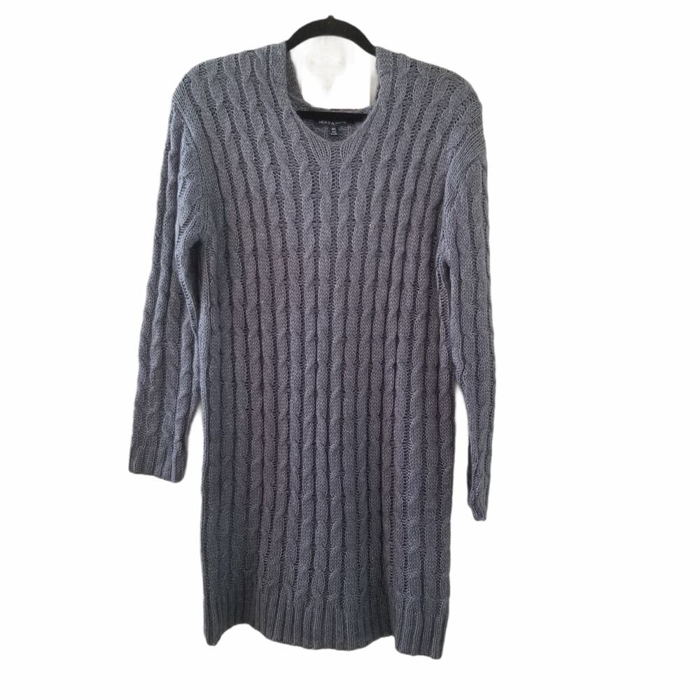 NWT Hers & Mine Gray Hoodie Sweater Knit Dress M/L